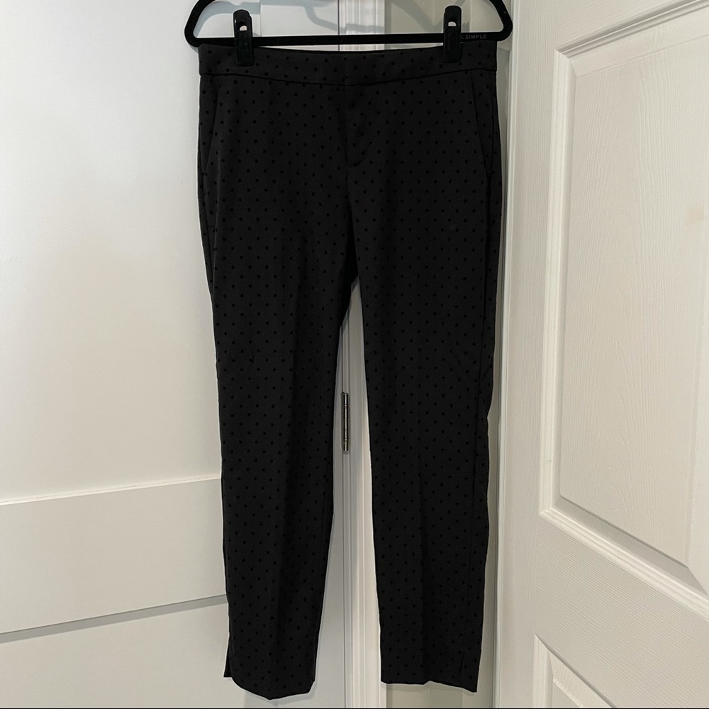 Banana Republic black slacks with velvet polka dots size 6
